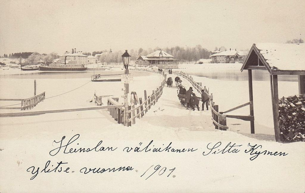 väliaikanen silta Kymen ylitse vuonna 1901